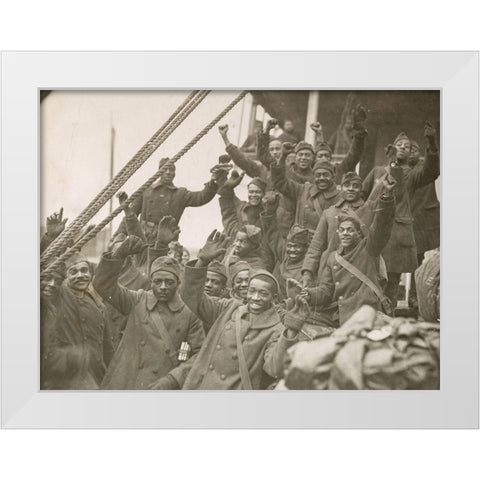 WWI The famous 369th arrive in New York City White Modern Wood Framed Art Print by U.S. Archives