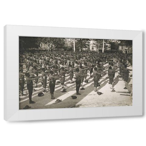 WWI American Negro Cantonment on the Marne Front-France White Modern Wood Framed Art Print by U.S. Archives