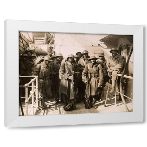 WWI Famous Colored Regiment Arrives Home on the France White Modern Wood Framed Art Print by U.S. Archives