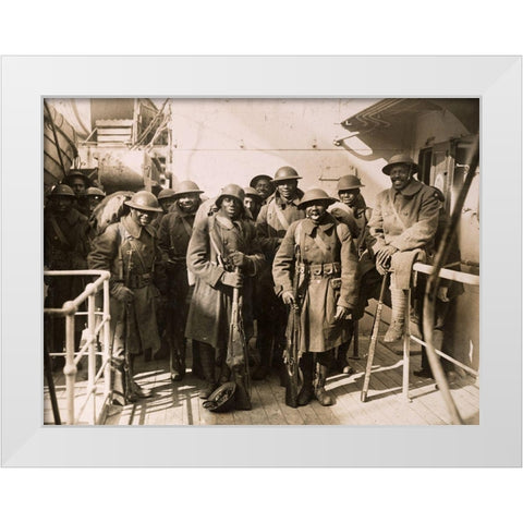 WWI Famous Colored Regiment Arrives Home on the France White Modern Wood Framed Art Print by U.S. Archives