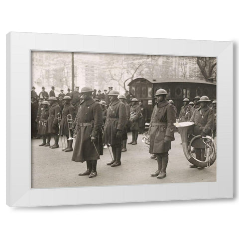 WWI Lieutenant James Europe and his Famous Jazz Band of the 369th Colored Infantry in the Parade on White Modern Wood Framed Art Print by U.S. Archives