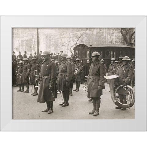 WWI Lieutenant James Europe and his Famous Jazz Band of the 369th Colored Infantry in the Parade on White Modern Wood Framed Art Print by U.S. Archives
