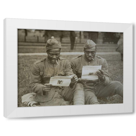 WWI A sunny afternoon in Hyde Park-London-with London Bulletin of the American Red Cross for company White Modern Wood Framed Art Print by U.S. Archives