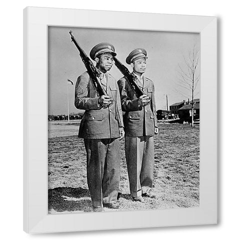 WWII Jackie Wilson (left) and Ray Robinson White Modern Wood Framed Art Print by U.S. Archives