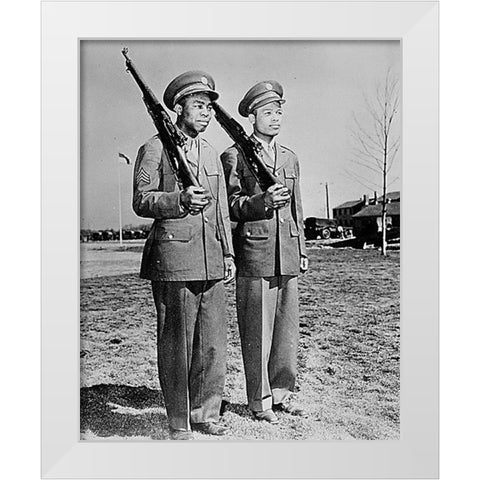 WWII Jackie Wilson (left) and Ray Robinson White Modern Wood Framed Art Print by U.S. Archives