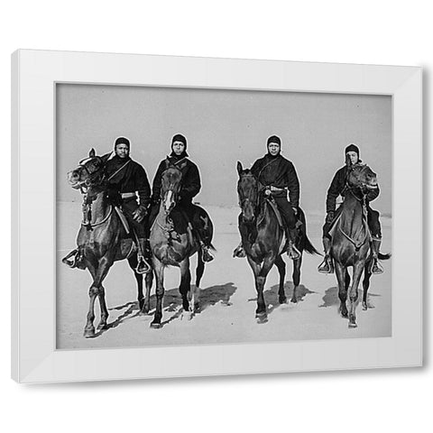 WWII members of a Coast Guard Horse Patrol unit White Modern Wood Framed Art Print by U.S. Archives