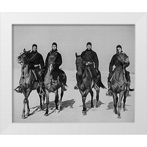 WWII members of a Coast Guard Horse Patrol unit White Modern Wood Framed Art Print by U.S. Archives