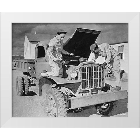 WWII Auxiliaries Ruth Wade and Lucille Mayo White Modern Wood Framed Art Print by U.S. Archives