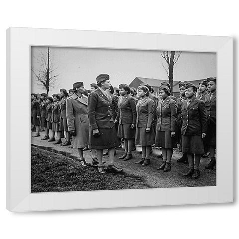 WWII Inspecting the Troops Somewhere in England White Modern Wood Framed Art Print by U.S. Archives
