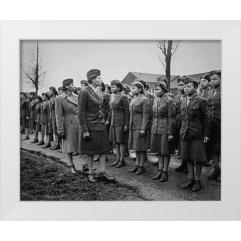 WWII Inspecting the Troops Somewhere in England White Modern Wood Framed Art Print by U.S. Archives