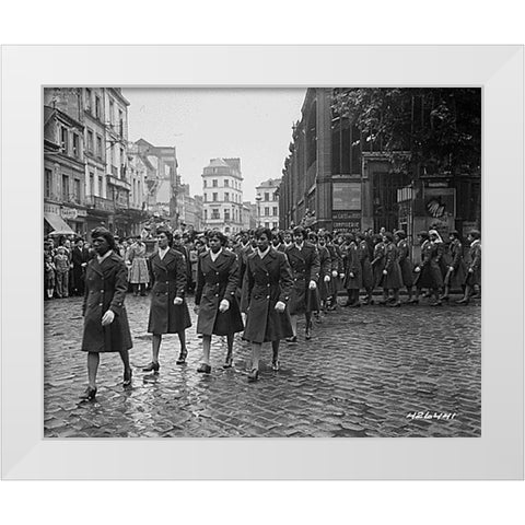 WWII Members of the 6888th Central Postal Directory Battalion White Modern Wood Framed Art Print by U.S. Archives