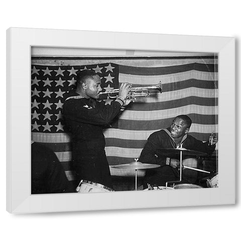 WWII Special United States Naval Construction Battalion Band White Modern Wood Framed Art Print by U.S. Archives