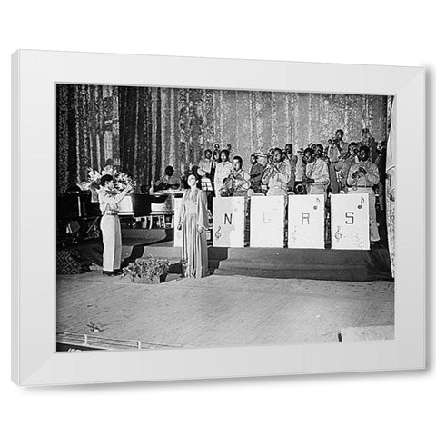 WWII Josephine Baker sings the National Anthem White Modern Wood Framed Art Print by U.S. Archives