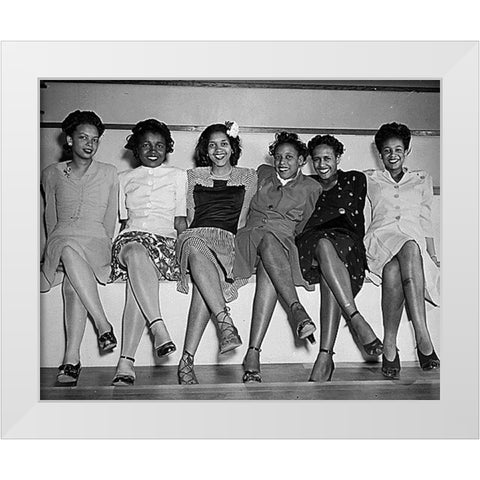 WWII Pin-up girls at NAS Seattle-Spring Formal Dance White Modern Wood Framed Art Print by U.S. Archives