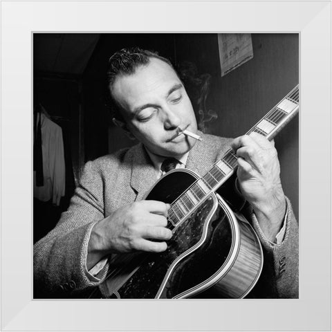 Django Reinhardt White Modern Wood Framed Art Print by Gottlieb, William