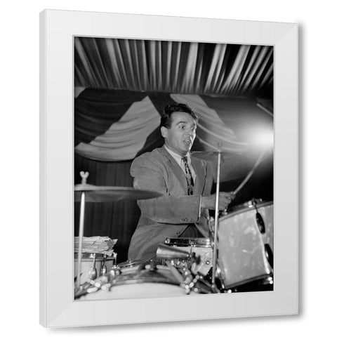 Gene Krupa White Modern Wood Framed Art Print by Gottlieb, William