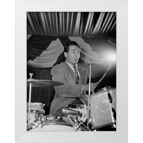 Gene Krupa White Modern Wood Framed Art Print by Gottlieb, William