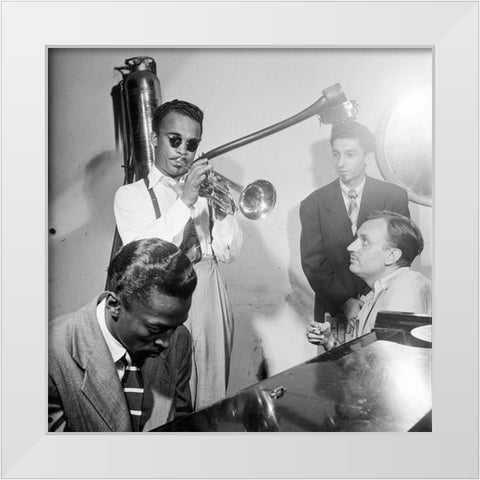 Howard McGhee-Brick Fleagle and Miles Davis-1947 White Modern Wood Framed Art Print by Gottlieb, William