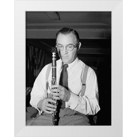 Portrait of Benny Goodman-New York 1946 White Modern Wood Framed Art Print by Gottlieb, William