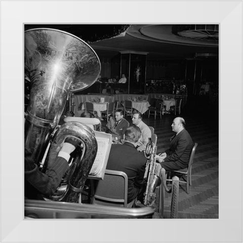 Guy Lombardo-Starlight Roof-Waldorf-Astoria-New York 1947 White Modern Wood Framed Art Print by Gottlieb, William