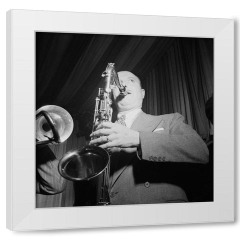 Bud Freeman-Eddie Condons-New York 1947 White Modern Wood Framed Art Print by Gottlieb, William
