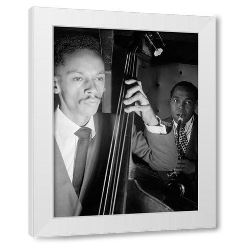 Charlie Parker-Tommy Potter-and Max Roach-Three Deuces-New York 1947 White Modern Wood Framed Art Print by Gottlieb, William