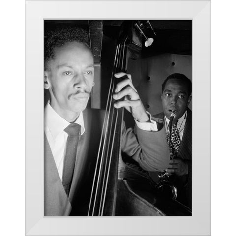Charlie Parker-Tommy Potter-and Max Roach-Three Deuces-New York 1947 White Modern Wood Framed Art Print by Gottlieb, William
