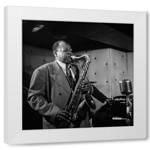 Coleman Hawkins Three Deuces-New York 1947 White Modern Wood Framed Art Print by Gottlieb, William