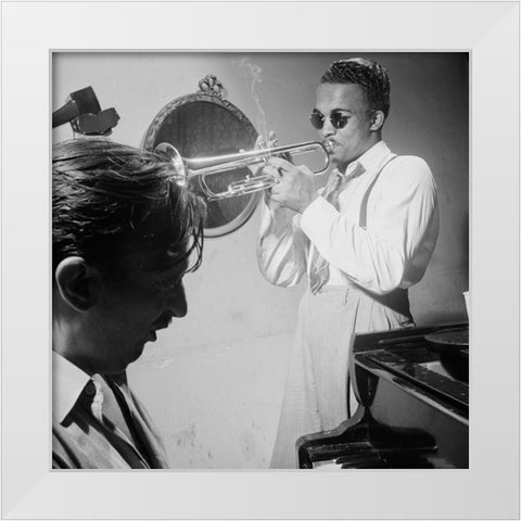 Howard McGhee and Brick Fleagle-New York 1947 White Modern Wood Framed Art Print by Gottlieb, William