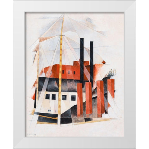 Piano Movers Holiday White Modern Wood Framed Art Print by Demuth, Charles