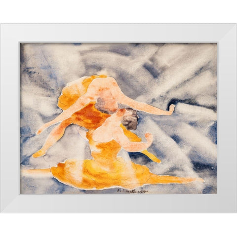 Two Women Acrobats White Modern Wood Framed Art Print by Demuth, Charles