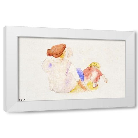 Woman with Child in Red Suit White Modern Wood Framed Art Print by Demuth, Charles