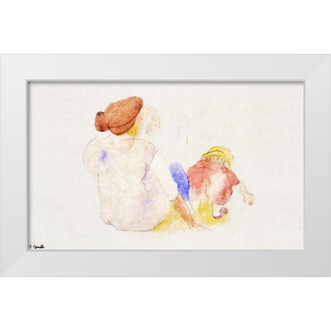 Woman with Child in Red Suit White Modern Wood Framed Art Print by Demuth, Charles