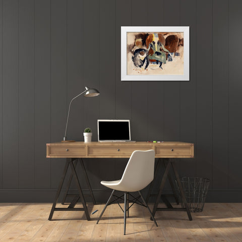 Scene after Georges Stabs Himself with the Scissors White Modern Wood Framed Art Print by Demuth, Charles