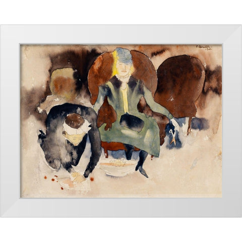 Scene after Georges Stabs Himself with the Scissors White Modern Wood Framed Art Print by Demuth, Charles