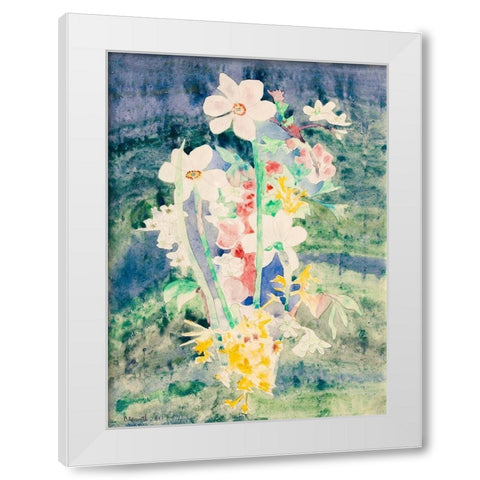Narcissi White Modern Wood Framed Art Print by Demuth, Charles