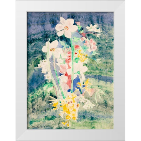 Narcissi White Modern Wood Framed Art Print by Demuth, Charles