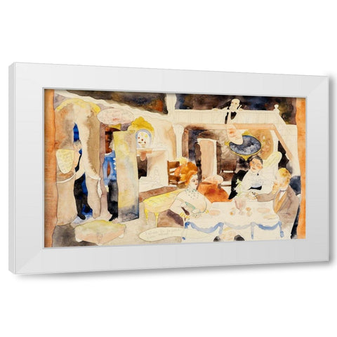 Lulu and Alva Schön at Lunch White Modern Wood Framed Art Print by Demuth, Charles