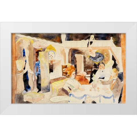 Lulu and Alva Schön at Lunch White Modern Wood Framed Art Print by Demuth, Charles