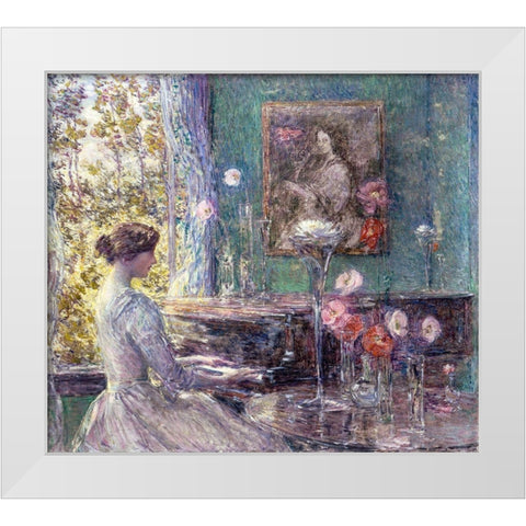Improvisation White Modern Wood Framed Art Print by Hassam, Childe