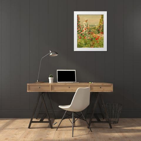 In the Garden White Modern Wood Framed Art Print by Hassam, Childe