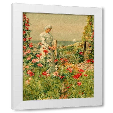 In the Garden White Modern Wood Framed Art Print by Hassam, Childe