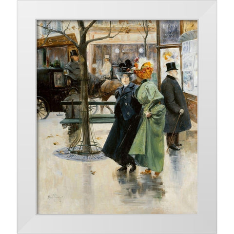 On the Boulevards White Modern Wood Framed Art Print by Abel-Truchet, Louis