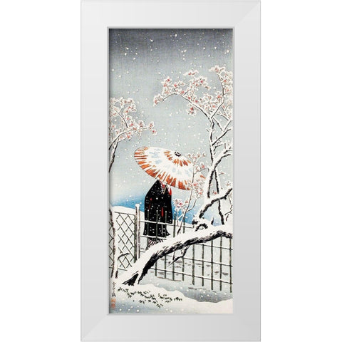 Plum Tree in Snow White Modern Wood Framed Art Print by Takahashi, Hiroaki
