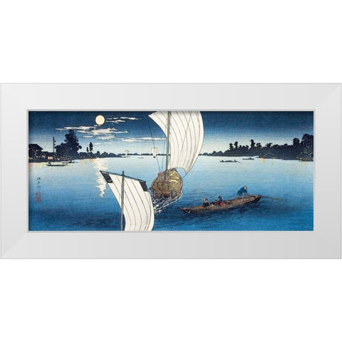 Edo River White Modern Wood Framed Art Print by Takahashi, Hiroaki