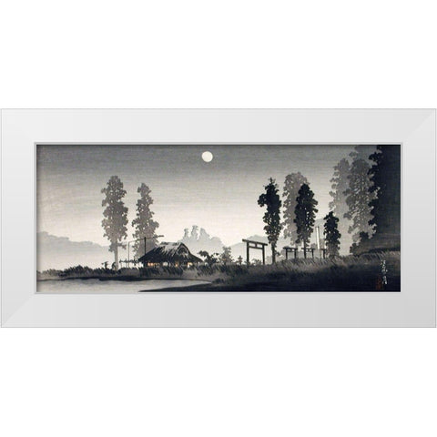Moon at Egota-Tokyo White Modern Wood Framed Art Print by Takahashi, Hiroaki