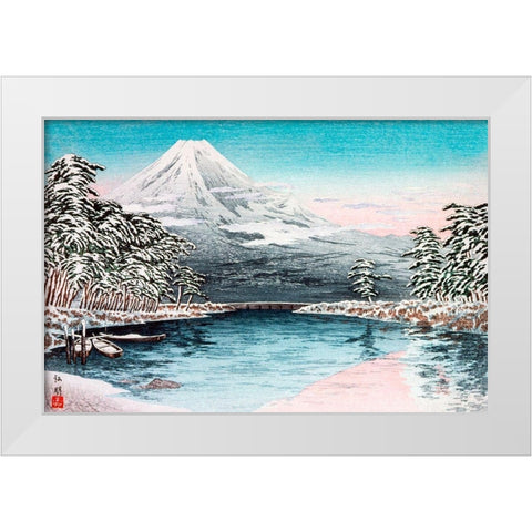 Mt Fuji from Tagonoura-Snow Scene White Modern Wood Framed Art Print by Takahashi, Hiroaki