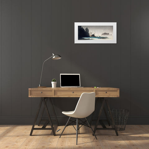 Rain at Igusa White Modern Wood Framed Art Print by Takahashi, Hiroaki