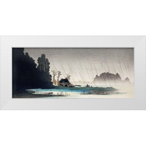 Rain at Igusa White Modern Wood Framed Art Print by Takahashi, Hiroaki