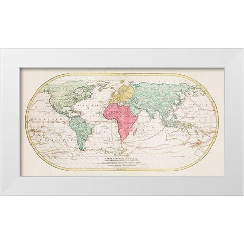 World Map or General Map of the Universe White Modern Wood Framed Art Print by Lotter, Mathieu Albert
